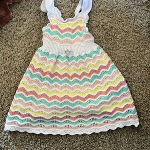 Colorful Chevron Knit Kids Dress
